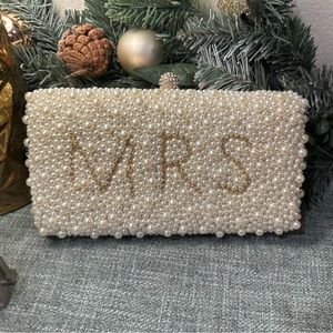 Gorgeous MRS Evening Clutch with Faux Peals and Stones NWT